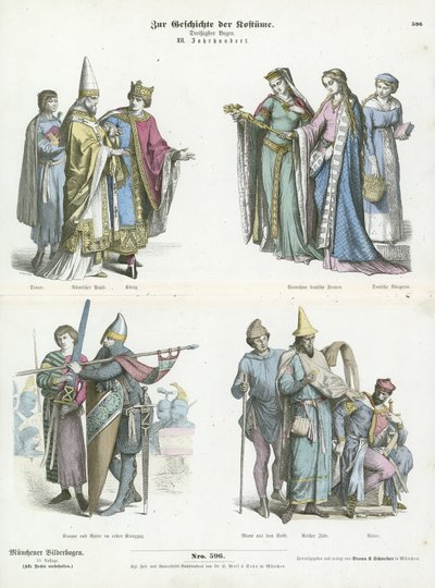 Trajes alemanes, siglo XII de German School