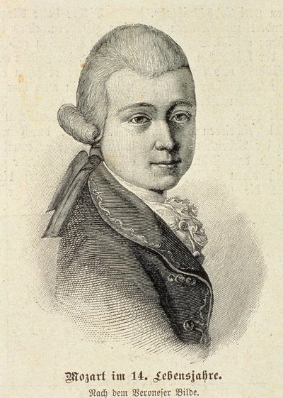 Retrato de Wolfgang Amadeus Mozart (1756-91) de German School