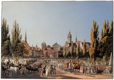 La feria de Leipzig. ca 1810-20 (grabado) de German School