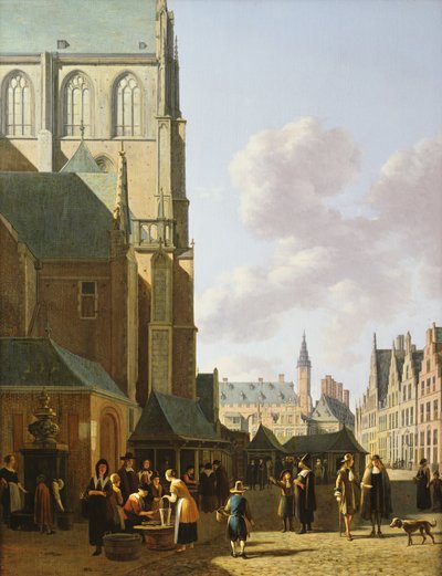 El Grote Markt, Haarlem, mirando al oeste de Gerrit Adriaensz Berckheyde