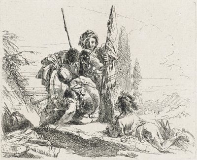 Tres soldados y un niño, 1749 de Giovanni Domenico Tiepolo