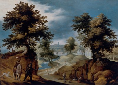 Paisaje con figuras de Gillis van III Coninxloo