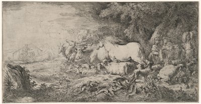 Los animales yendo hacia el arca de Giovanni Benedetto Castiglione