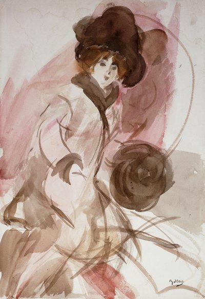 Una dama elegante con un manguito, c.1910-12 de Giovanni Boldini