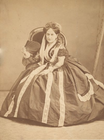 La Comtesse sentada con abanico, 1860s de Giovanni Morotti