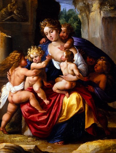 Charity (óleo sobre metal) de Giuseppe (1568 1640) Cesari