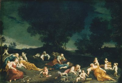 Cupidos desarmando a ninfas dormidas de Giuseppe Maria Crespi