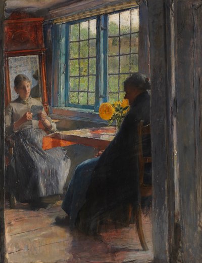 Mujeres en la ventana del jardín, c. 1890 de Gotthardt Kuehl