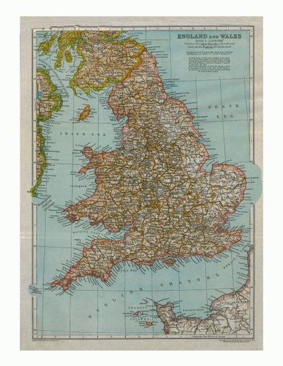 Mapa de Inglaterra y Gales, c1910 de Gull Engraving Company