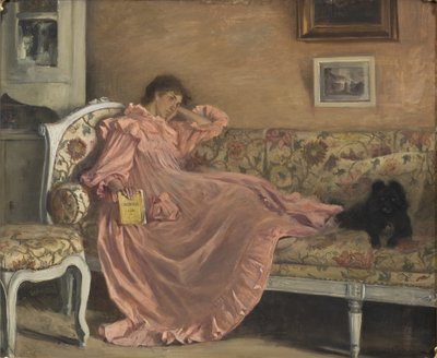 Carola sentada en el sofá, 1899 de Gustaf Olaf Cederstrom