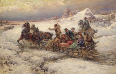 Troika en la nieve de Gustav Prucha