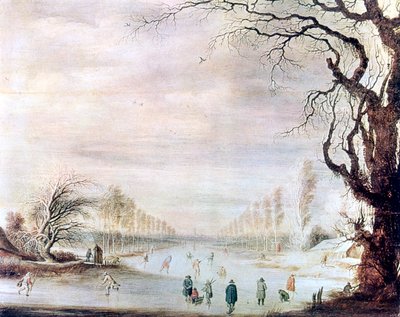 Un paisaje de invierno con patinadores sobre hielo de Gysbrecht Leytens