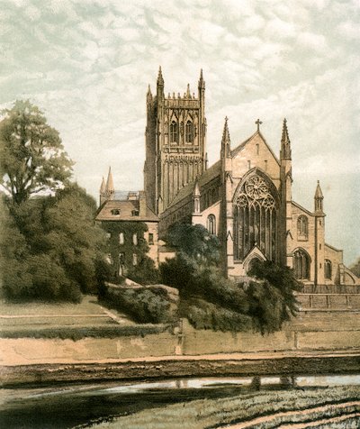 Catedral de Worcester, Worcestershire, c1870 de Hanhart