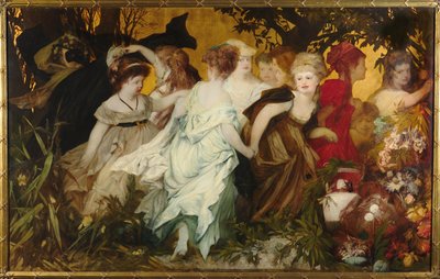 Amoretti moderno, tríptico, panel izquierdo, 1868 de Hans Makart