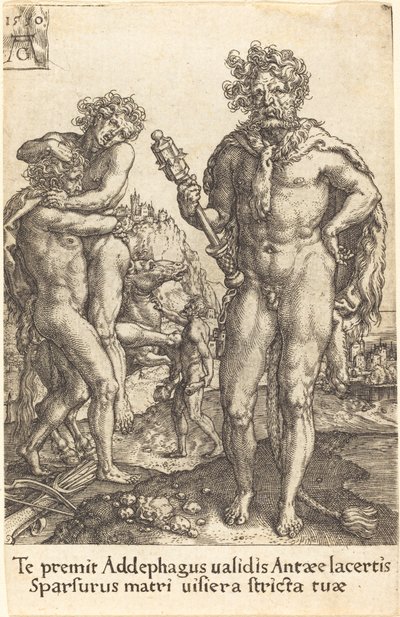 Hércules y Anteo de Heinrich Aldegrever