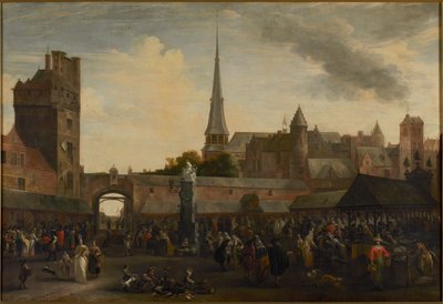 El Vismarkt en Amberes de Hendrik van Minderhout