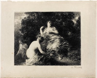 Mujeres Bañándose, placa mediana de Ignace Henri Jean Fantin Latour