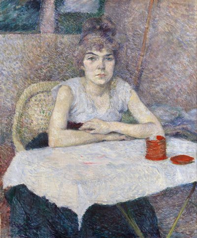 Joven mujer en una mesa de Henri de Toulouse Lautrec