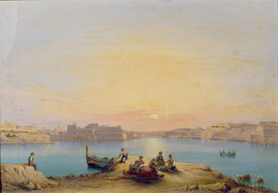 Puerto de Valetta al atardecer de Henry Charles Ferro