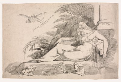 Mujer dormida con Cupido de Johann Heinrich Füssli