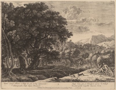 Venus y Adonis cazando de Herman van Swanevelt