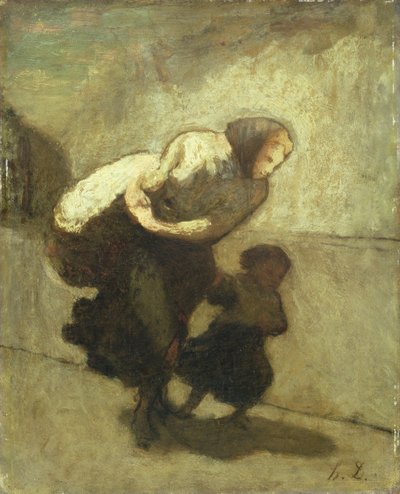 La pesada carga (óleo sobre tabla) de Honoré Daumier