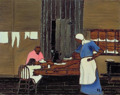 La hora de la cena, c.1940 (óleo sobre tabla) de Horace Pippin