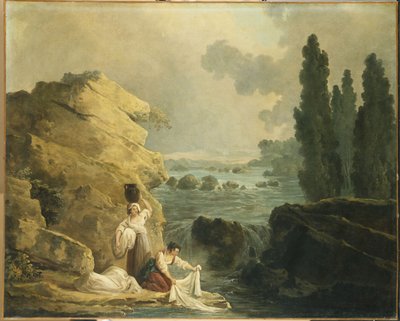 Lavanderas junto a una cascada de Hubert Robert