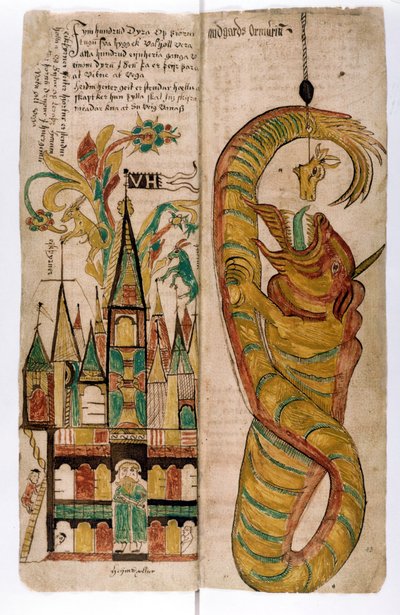 Valhalla y la Serpiente de Midgard, 1680 de Icelandic School