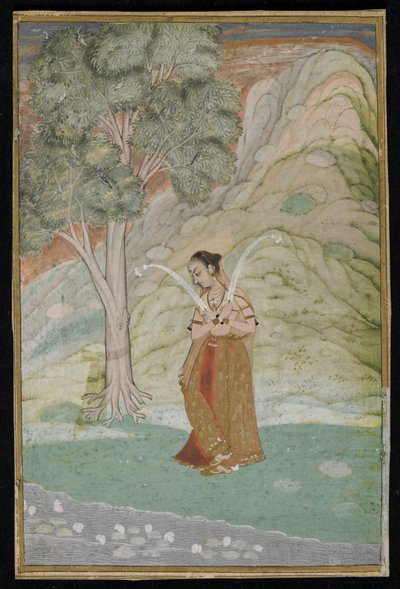 Gauri Ragini, folio de manuscrito, finales del siglo XVIII de Indian School