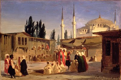 El bazar de los esclavos, Constantinopla (óleo sobre lienzo) de Ippolito Caffi