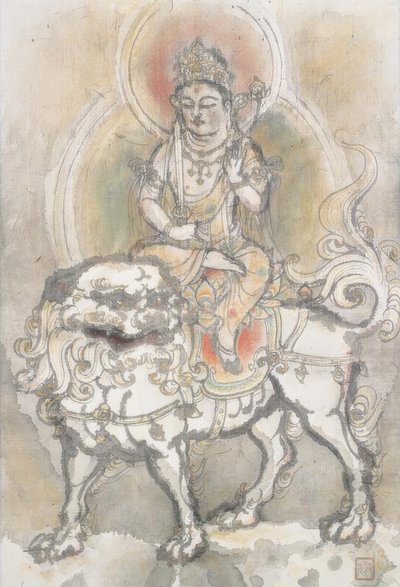 Irie Hako, Manjushri sentado en un león de Irie Hako