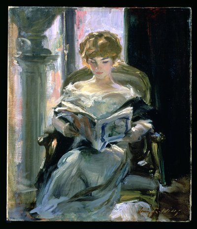 Mujer leyendo (óleo sobre lienzo) de Irving Ramsay Wiles