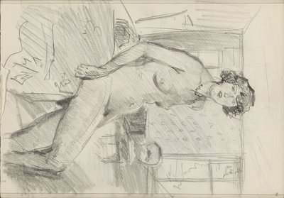 Desnudo femenino sentado en un interior de Isaac Israels