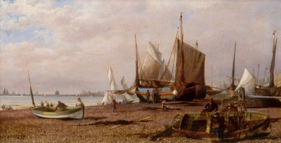 Brighton Beach con barcos de pesca de Isaac Walter Jenner