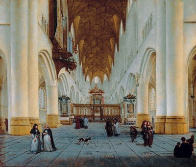 El interior de San Bavo, Haarlem de Isaak Nickelen