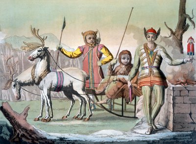 Chamán Yakuti con séquito, Siberia, c.1820s-30s de Italian School