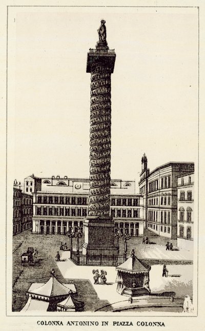 Roma: Columna de Antonino en Piazza Colonna de Italian School