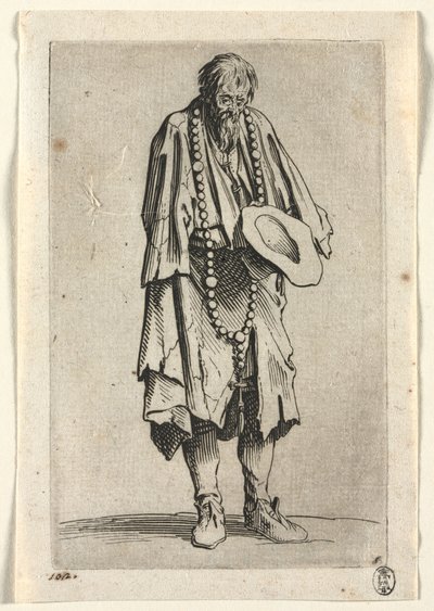 Los mendigos: Mendigo con rosario, c. 1623 de Jacques Callot