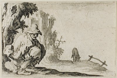 El campesino en cuclillas, de Los Caprichos de Jacques Callot