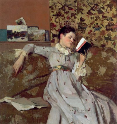 Caterina leyendo un libro, c.1888 de James Kerr Lawson