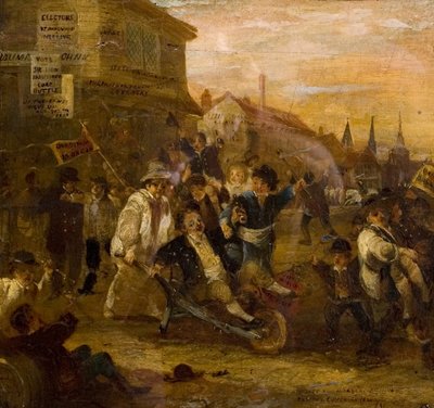 Disturbio electoral en Coventry, 1861 de James Pollard