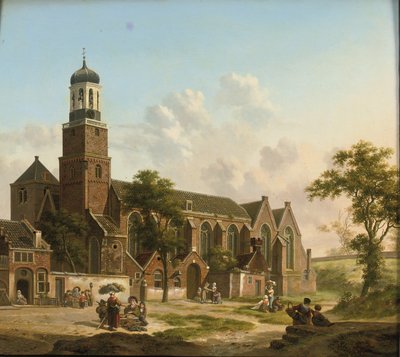 Gente del Pueblo cerca de la Nicolaikerk, Utrecht de Jan Hendrik Verheyen