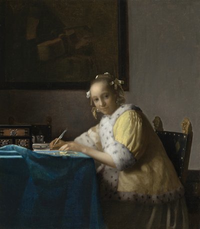 Una dama escribiendo de Johannes Vermeer