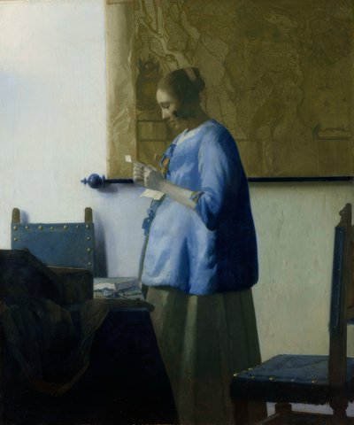 Mujer leyendo una carta en azul de Jan Vermeer van Delft