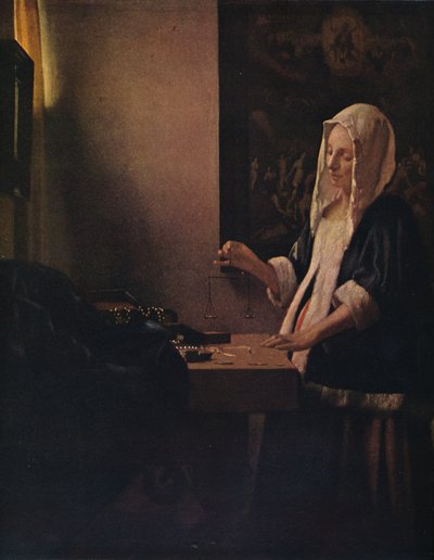 Mujer sosteniendo una balanza, c. 1664 de Jan Vermeer van Delft