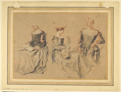 Tres estudios de mujeres sentadas de Jean Antoine Watteau