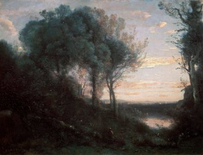 Atardecer, 1850-1860s de Jean Baptiste Camille Corot