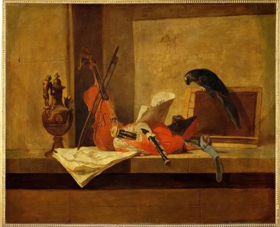 J.B.S. Chardin, Instrumentos musicales y loro de Jean Baptiste Simeon Chardin