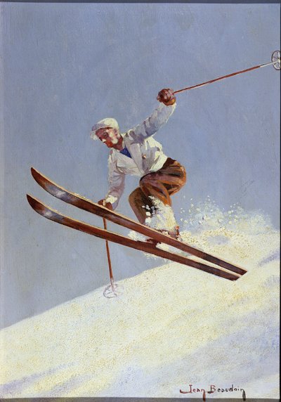 Un esquiador, c.1930 (óleo sobre lienzo) de Jean Beaudoin